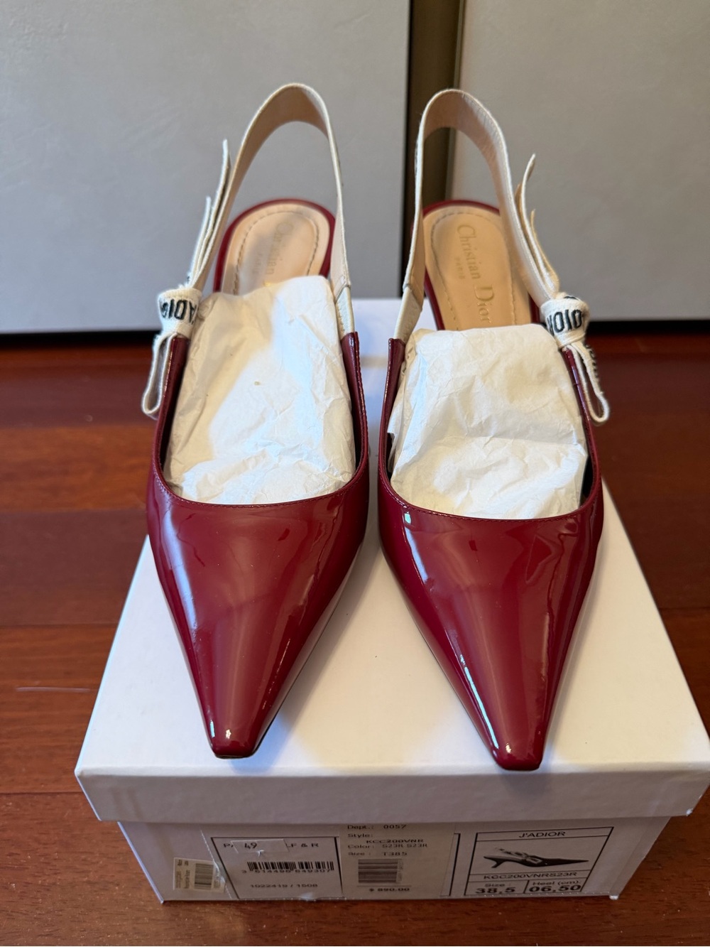 Dior Burgundy Patent Leather J'Adior Slingback Pump
